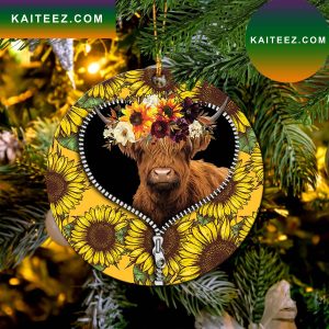 Yak Sunflower Zipper Mica Circle Ornament Perfect Gift For Holiday