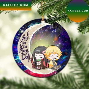 Zenitsu And Nezuko Chibi Demon Slayer Love You To The Moon Galaxy Mica Circle Ornament Perfect Gift For Holiday