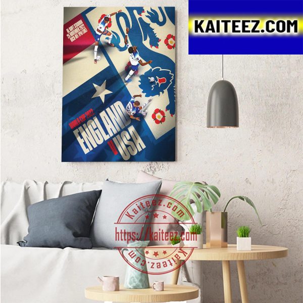 2022 FIFA World Cup England Vs USA Match Day Group B Art Decor Poster Canvas