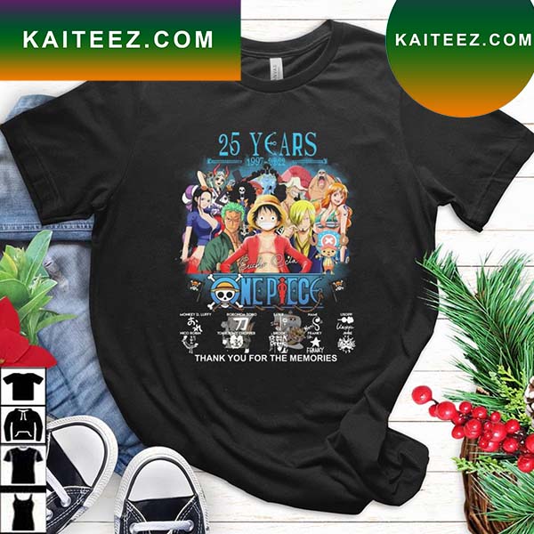 25 Years 1997 2022 One Piece Signatures Thank You T-Shirt - Kaiteez