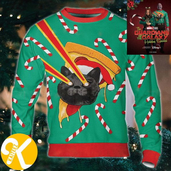 Drax Pizza Cat Laser Eyes The Guardians of the Galaxy Holiday Special Christmas Ugly Sweater