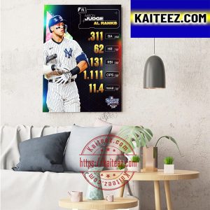 Aaron Judge New York Yankees 2022 AL Ranks Art Decor Poster Canvas