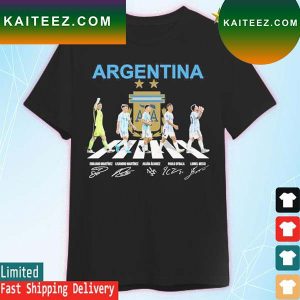 Argentina Martinez, Alvarez and Dybala and Messi abbey road signatures T-shirt