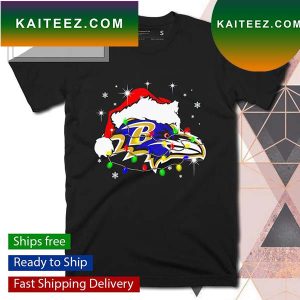 Baltimore Ravens Santa hat Christmas T-shirt