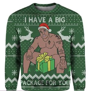 Barry Wood Christmas Sweater Green I Have A Big Package for You Ugly Christmas Sweater