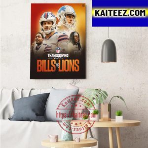 Buffalo Bills Vs Detroit Lions NFL On Madden Thanksgiving Art Decor Poster Canvas