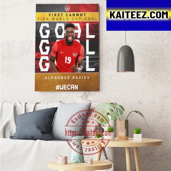 Canada Soccer Alphonso Davies First FIFA World Cup Goal Art Decor Poster Canvas