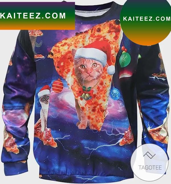 Cat And Pizza Ugly Christmas Sweater