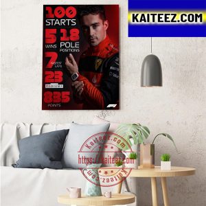Charles Leclerc Of Scuderia Ferrari Stats After 100 Races Art Decor Poster Canvas