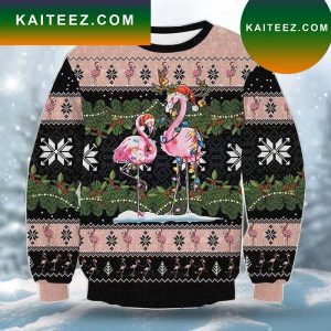Christmas Flamingo And Light Bulbs Ugly Sweater