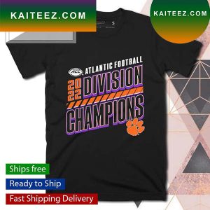 Clemson Tigers 2022 ACC Atlantic Division Football Champions Slanted Knockout T-shirt