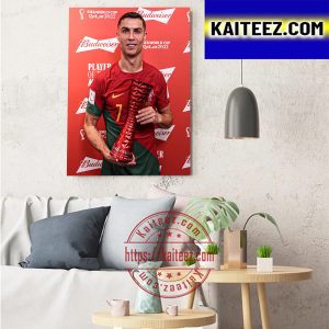 Cristiano Ronaldo Player Of The Match Portugal In FIFA World Cup Qatar 2022 Art Decor Poster Canvas