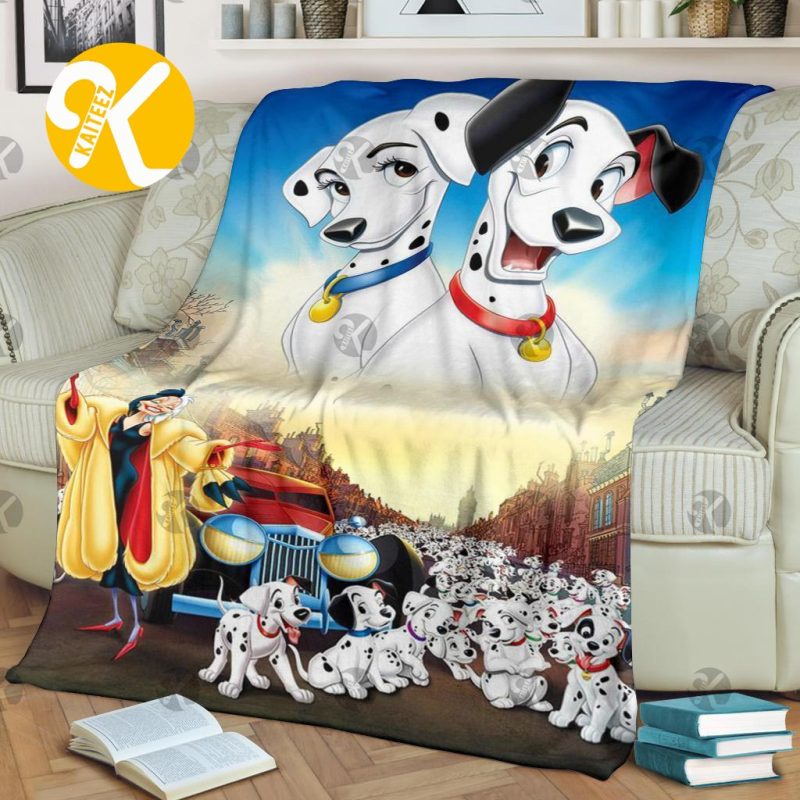 Disney 101 Dalmatian Artwork Christmas Throw Blanket Kaiteez