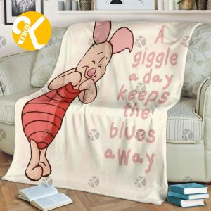 Disney A Giggle A Day Keeps The Blues Away Piglet In White Christmas Throw Blanket