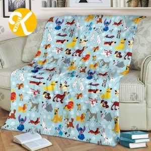 Disney All Cute Dogs In Mint Christmas Throw Blanket
