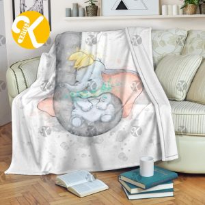 Disney Cute Dumbo And Mom In White Background Christmas Throw Blanket