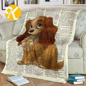 Disney Cute Lady And The Tramp In Vintage Background Christmas Throw Blaket