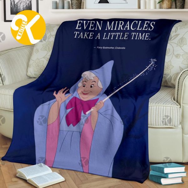 Disney Even Miracles Take Time Fairy Godmother Christmas Throw Blanket