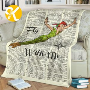Disney Fly With Me Peter Pan In Vintage Background Christmas Throw Blanket