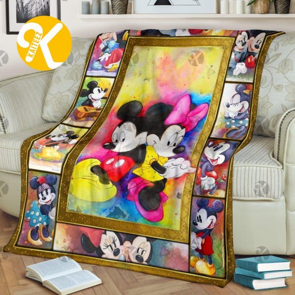 Disney Mickey Mouse And Minnie Colorful Lovely Pictures Throw Fleece Blanket