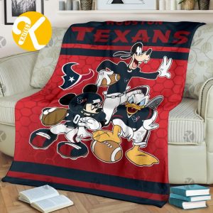 Disney Mickey Mouse Houston Texans NFL Team Football In Red And Navy Throw Fleece Blanket