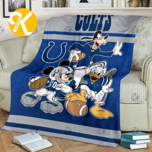 Disney Mickey Mouse Indianapolis Colts NFL Team Football In Blue And Grey Throw Fleece Blanket