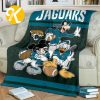 Disney Mickey Mouse Jacksonville Jaguars NFL Team Football In Deep Green Throw Fleece Blanket
