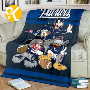 Disney Mickey Mouse New England Patriots NFL Team Football In Deep Blue Throw Fleece Blanket