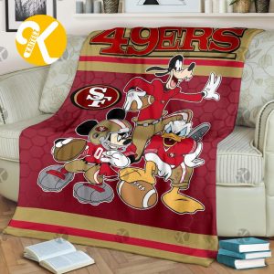 Disney Mickey Mouse San Francisco 49ers NFL Team Football In Red And Sand Throw Fleece Blanket