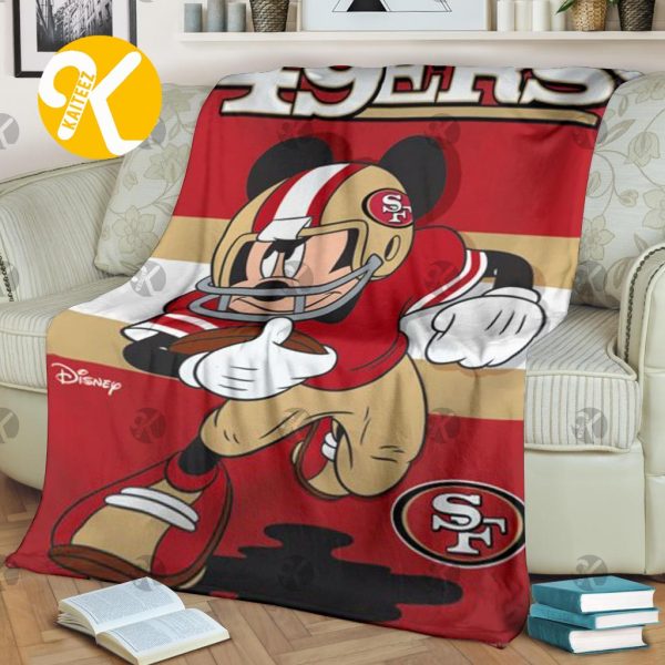 Disney Mickey Mouse Sanfrancisco 49ers NFL Team Football Throw Fleece Blanket
