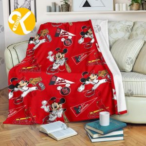 Disney Mickey Mouse St. Louis Cardinals MLB Team Basebal Pattern In Red Throw Fleece Blanket