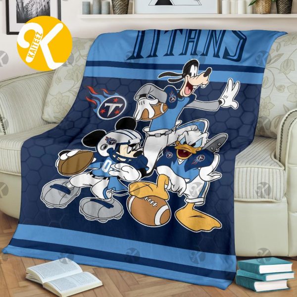 Disney Mickey Mouse Tennessee Titans NFL Team Football In Blue Throw Fleece Blanket