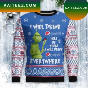 Drink Here Or There The Grinch Ugly Christmas Sweater
