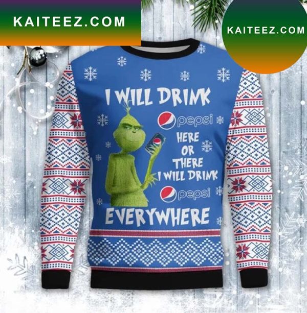 Drink Here Or There The Grinch Ugly Christmas Sweater