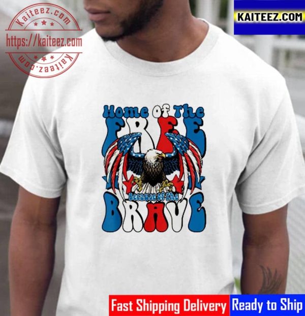 Eagles Home Of The Free Because Of The Brave American Flag Vintage T-Shirt