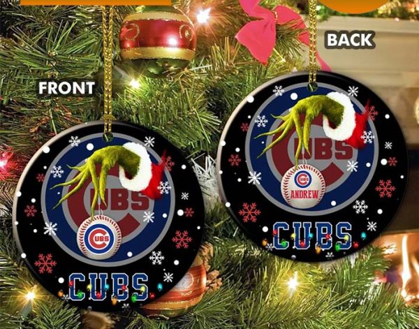 Grinch Boston Chicago Cubs Christmas Ceramic Grinch Christmas Ornament