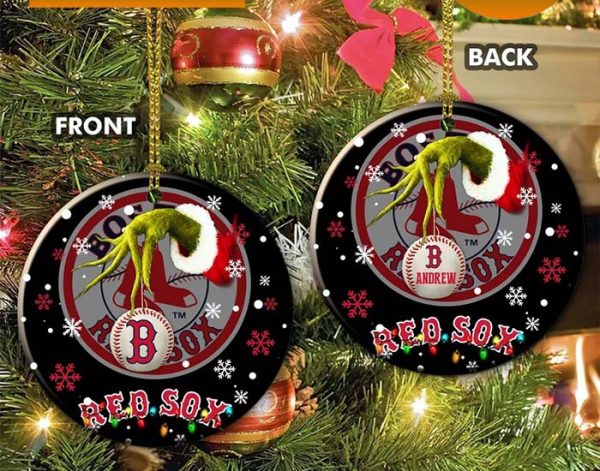 Grinch Boston Red Sox Christmas Ceramic Grinch Christmas Ornament