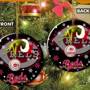 Grinch Cincinnati Reds Christmas Ceramic Grinch Christmas Ornament