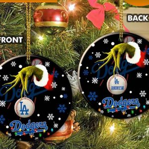 Grinch Los Angeles Dodgers Christmas Ceramic Grinch Christmas Ornament