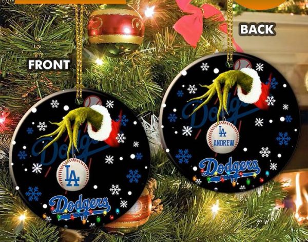 Grinch Los Angeles Dodgers Christmas Ceramic Grinch Christmas Ornament