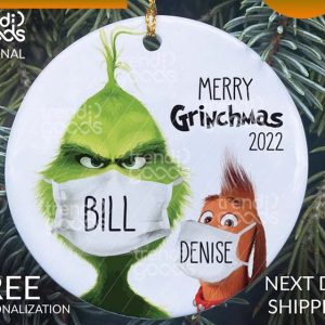 Grinch Max Christmas Face Mask Custom Name Grinch Christmas Ornament