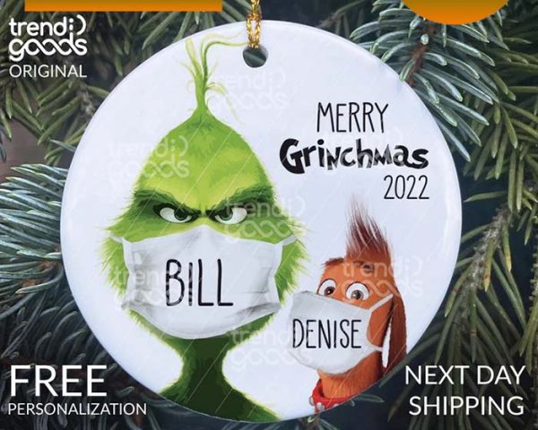 Grinch Max Christmas Face Mask Custom Name Grinch Christmas Ornament