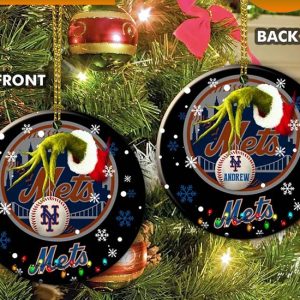 Grinch New York Mets Christmas Ceramic Grinch Christmas Ornament