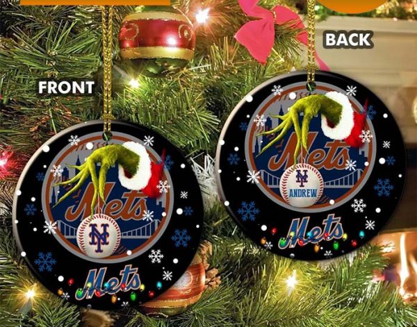 Grinch New York Mets Christmas Ceramic Grinch Christmas Ornament