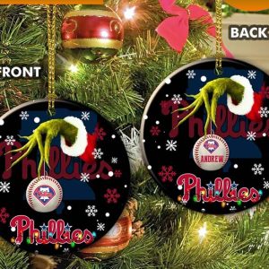 Grinch Philadelphia Phillies Christmas Ceramic Grinch Christmas Ornament