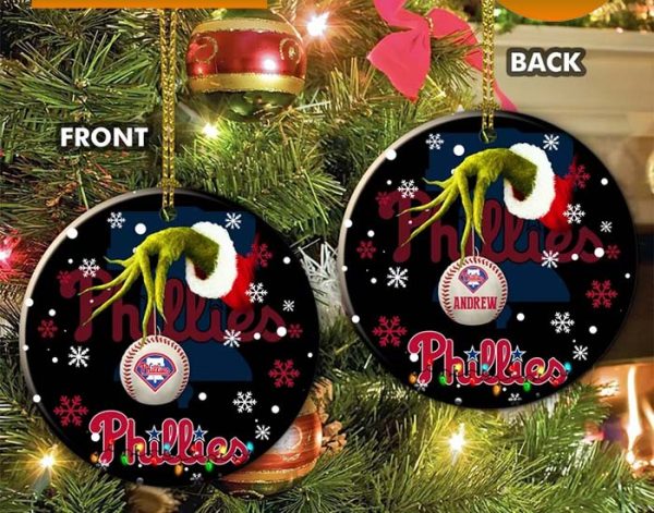 Grinch Philadelphia Phillies Christmas Ceramic Grinch Christmas Ornament