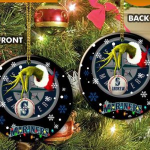 Grinch Seattle Mariners Christmas Ceramic Grinch Christmas Ornament