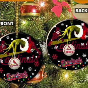 Grinch St. Louis Cardinals Christmas Ceramic Grinch Christmas Ornament