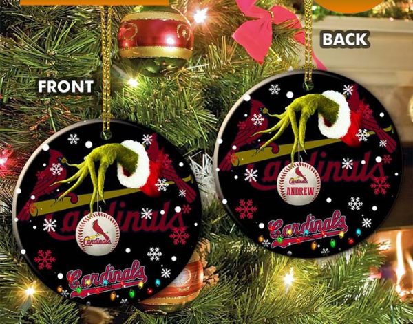 Grinch St. Louis Cardinals Christmas Ceramic Grinch Christmas Ornament