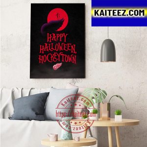 Happy Halloween X Detroit Red Wings NHL Have A Safe And Spooky Day Art Decor Poster Canvas